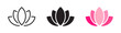 © Nivins McTwisp - Lotus icon set. Beauty, spa, self-care, beauty salon, grooming, nature, flower, plant, water lily. Vector illustration. Editable stroke. Flat design.