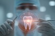 © Rifqi - Professional dentist uses advanced technology presenting detailed holographic visualization of tooth anatomy showcasing modern oral healthcare science diagnostics and future