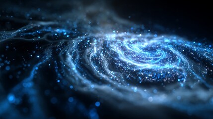 Poster - Neon-infused AI core glowing with streams of information and swirling blue light particles