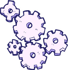 Wall Mural - cartoon cogs and gears in bright neon color