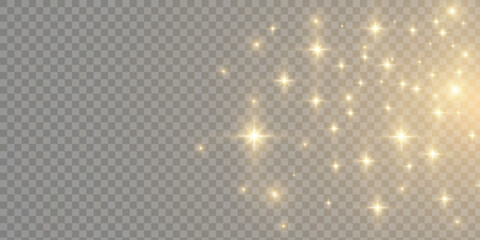 Poster - Magic shining golden dust. Small particles of powder dust bokeh effect. Light dust for web design. Vector	
