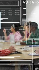 Poster - Animation of financial data processing over diverse business people in office