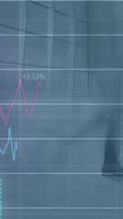 Poster - Animation of financial data processing over walking people