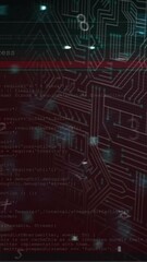 Poster - Multiple changing numbers and letters against security padlock icon and microprocessor connections