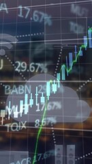Poster - Animation of financial data processing over dark background