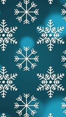 Poster - Multiple snowflakes icons in seamless pattern against spots of light on blue background