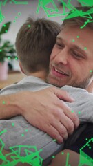 Poster - Animation of shapes over caucasian father and son embracing