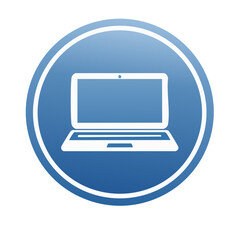 Poster - Computer Icon on Blue Gradient Roundel, Laptop Graphic with White Border, Portable Computing Device