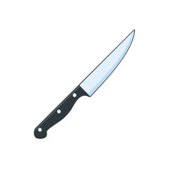 Simple Kitchen Knife Illustration Classic Cooking Tool Silver Blade Black Handle