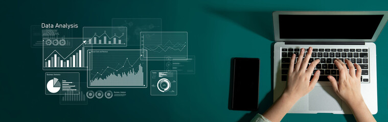 Poster - Business data analysis dashboard showing charts, statistics, and performance metrics for decision-making, revenue tracking, and strategic planning in organizations Latch