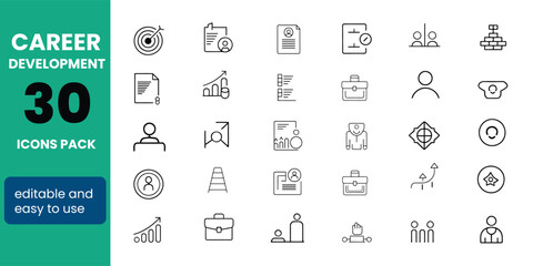 Fototapete - Career Development Line Editable Icons set. Vector illustration in modern thin line style of profession-related icons: skills, practice, knowledge, and more. Pictograms and infographics for mobile app