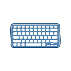 Poster - Blue Cartoonish Computer Keyboard Vector Graphic Flat Design Illustration
