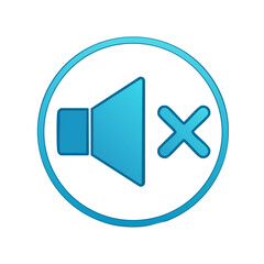 Poster - Mute Button Icon Blue Volume Off Symbol with X in Circle for Multimedia Design or Digital User Interface Element