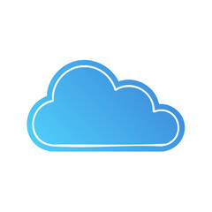 Fototapete - Stylized Cloud Icon with Blue Gradient and Outline, Minimalist Design Element