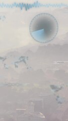 Poster - Animation of data processing against aerial view of cityscape
