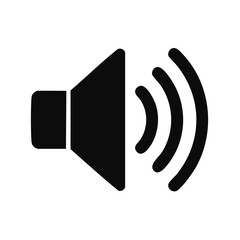Poster - Sound symbol icon black on white background, audio communication illustration, volume waves