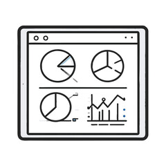 Poster - A tablet displays graphs  charts suggesting data visualization or analytics set against a plain background