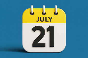 Poster - Calendar Icon Showing July 21st on a Blue Backdrop Symbolizing Scheduling, Time Management, and Important Dates for Planning and Reminders