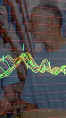 Poster - Animation of financial data processing over diverse volunteers in warehouse