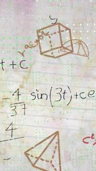 Poster - Animation of mathematical equation and diagrams over graph against abstract background