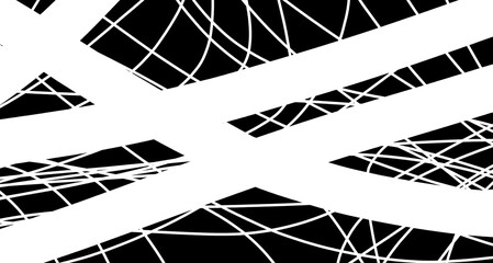 Poster - Abstract Black and White Geometric Design with Intersecting Lines and Angular Shapes Art