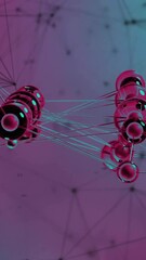Poster - Animation of network of connections and data processing on colourful background