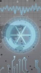Poster - Animation of digital data processing, globe over circuit board