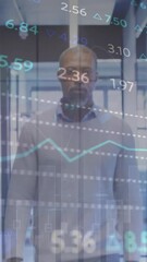 Poster - Animation of financial data processing over african american businessman in office