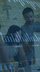 Poster - Animation of financial data processing over diverse business people in office