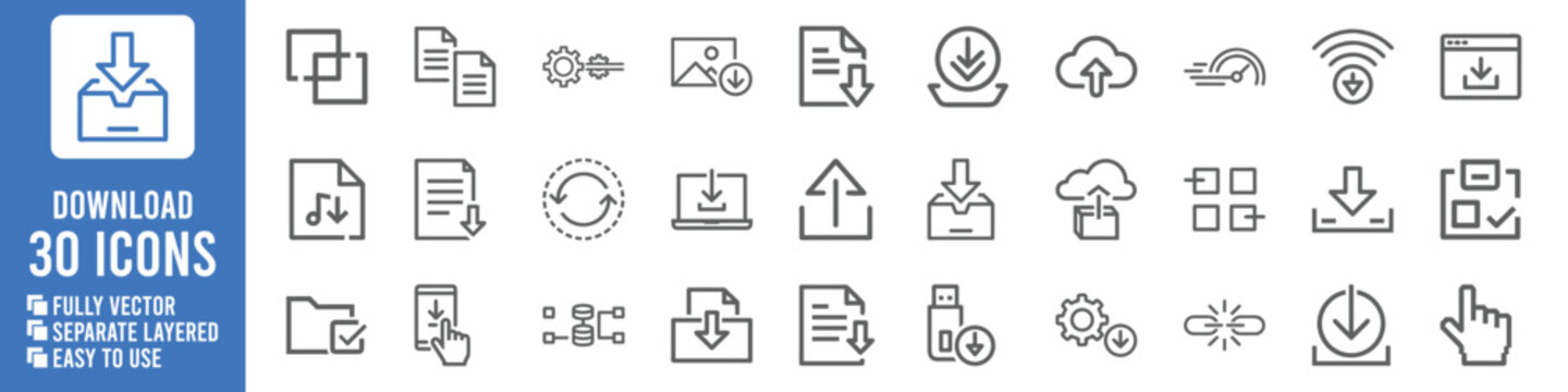 Download and Upload Icons Set Data Transfer File Sharing and Cloud Storage | Ai Generated Icon