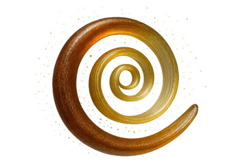 Fototapete - Golden spiral shape isolated on transparent background, abstract art design