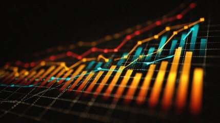 Poster - Financial Growth Visualization: Upward Trending Charts and Graphs