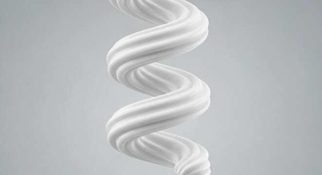 A white textured spiral shape against a light gray background in a studio setting with soft lighting