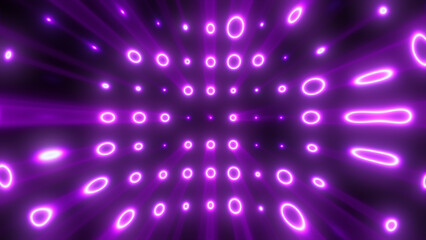 Poster - Abstract glowing purple rings form a vibrant tunnel with flowing neon light and a sense of dynamic movement