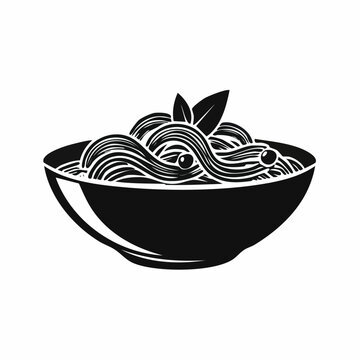 pasta black silhouette vector, Simple silhouette Design vector icon with white background. Food vector