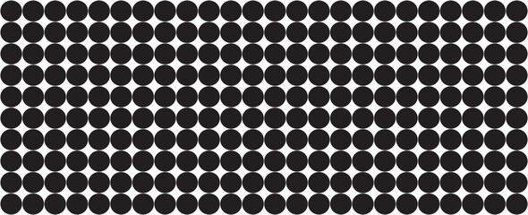 Poster - Geometric seamless pattern with black dots or circles on white background, vector