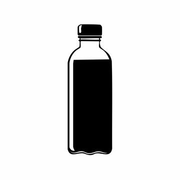 water bottle black silhouette vector, Simple silhouette Design vector icon with white background.