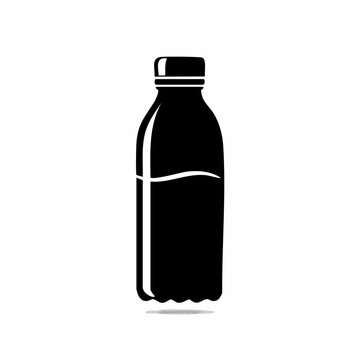 water bottle black silhouette vector, Simple silhouette Design vector icon with white background.