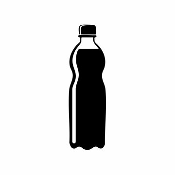 water bottle black silhouette vector, Simple silhouette Design vector icon with white background.