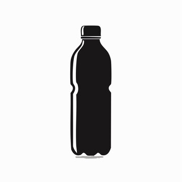water bottle black silhouette vector, Simple silhouette Design vector icon with white background.