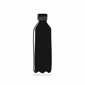water bottle black silhouette vector, Simple silhouette Design vector icon with white background.