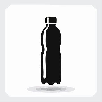 water bottle black silhouette vector, Simple silhouette Design vector icon with white background.