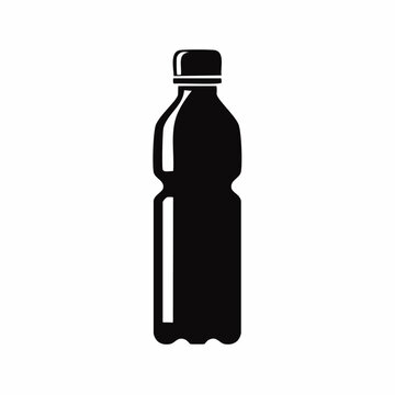 water bottle black silhouette vector, Simple silhouette Design vector icon with white background.
