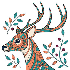 Poster - Intricate feline head illustration featuring ornate details suitable for creative projects The design showcases a cat like creature with elaborate patterns and a visually striking