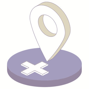 A vibrant 3D location marker icon rendered with a modern and stylized design suitable for maps navigation apps or geographic representations featuring a colorful and