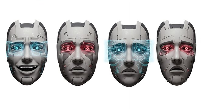 Robotic faces expressing emotions