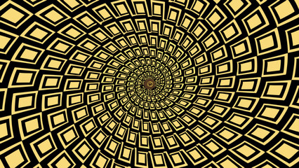 Aufkleber - Hypnotic spiral pattern of yellow diamonds on black background