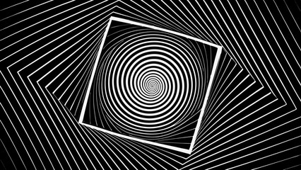 Aufkleber - Abstract black and white optical illusion spiral and square pattern