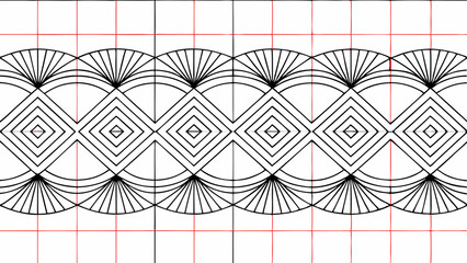 Poster - Geometric art deco pattern with diamonds and fan shapes