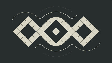 Leinwandbilder - Abstract geometric pattern with intersecting diamonds and wavy lines